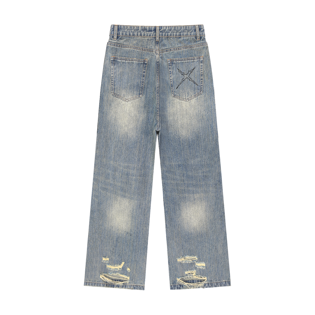 Mens,Jeans,Distressed,Baggy,Luffy,Pirate