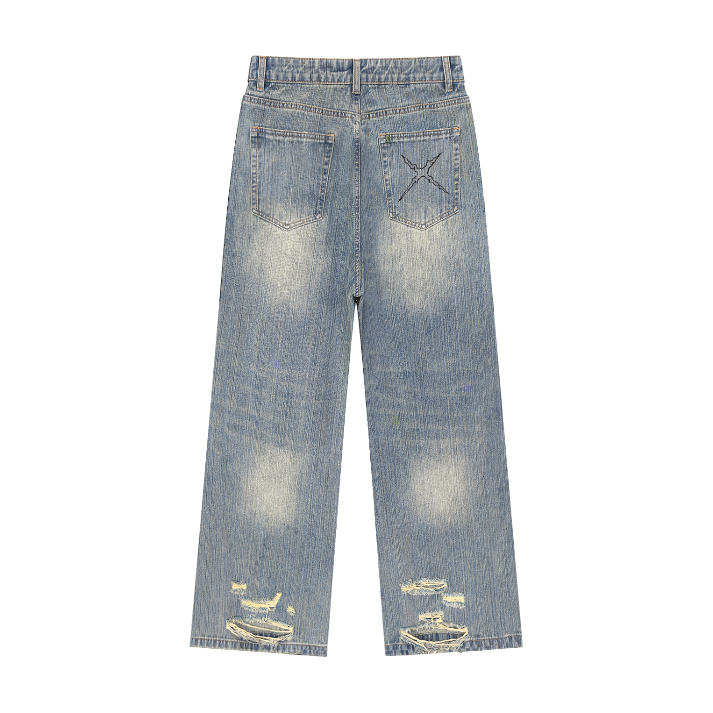 Mens,Jeans,Distressed,Baggy,Luffy,Pirate
